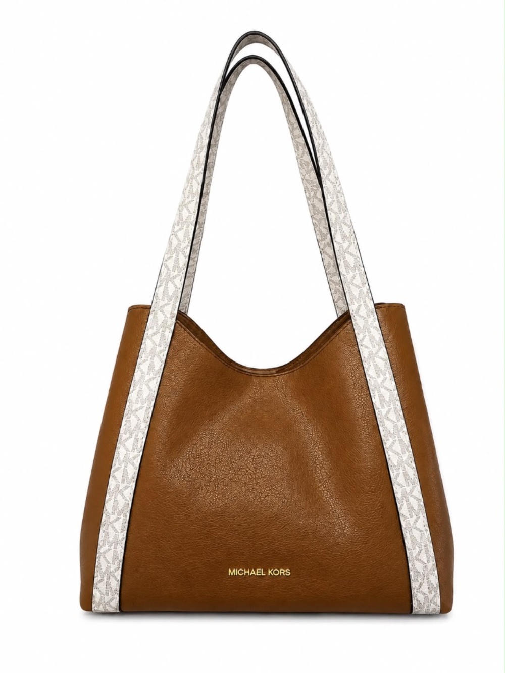 Michael Kors Rosemary Large Shoulder Tote Leather – Vanilla/Luggage – NWT